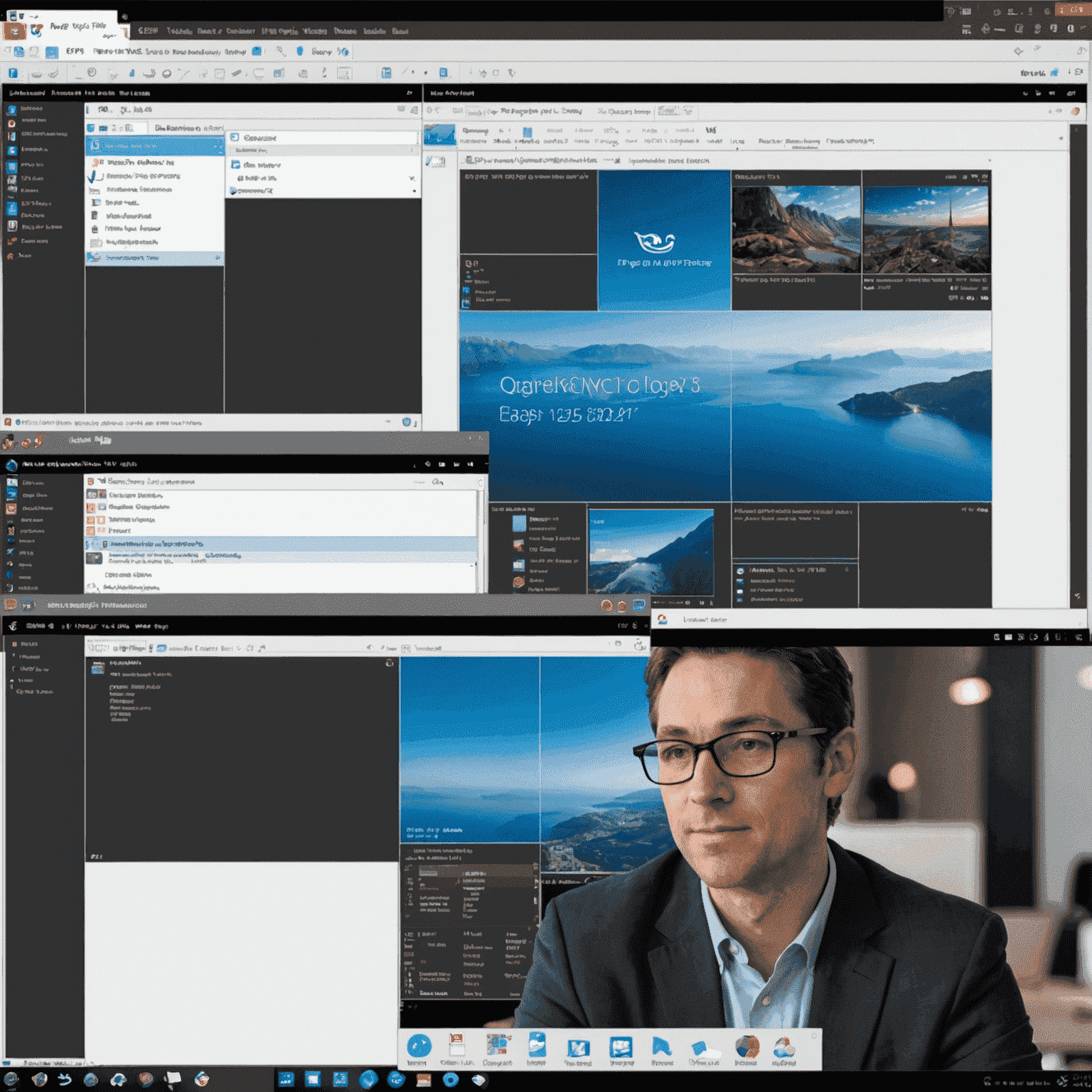 Split screen image comparing RDP and VNC interfaces, showing their distinct features