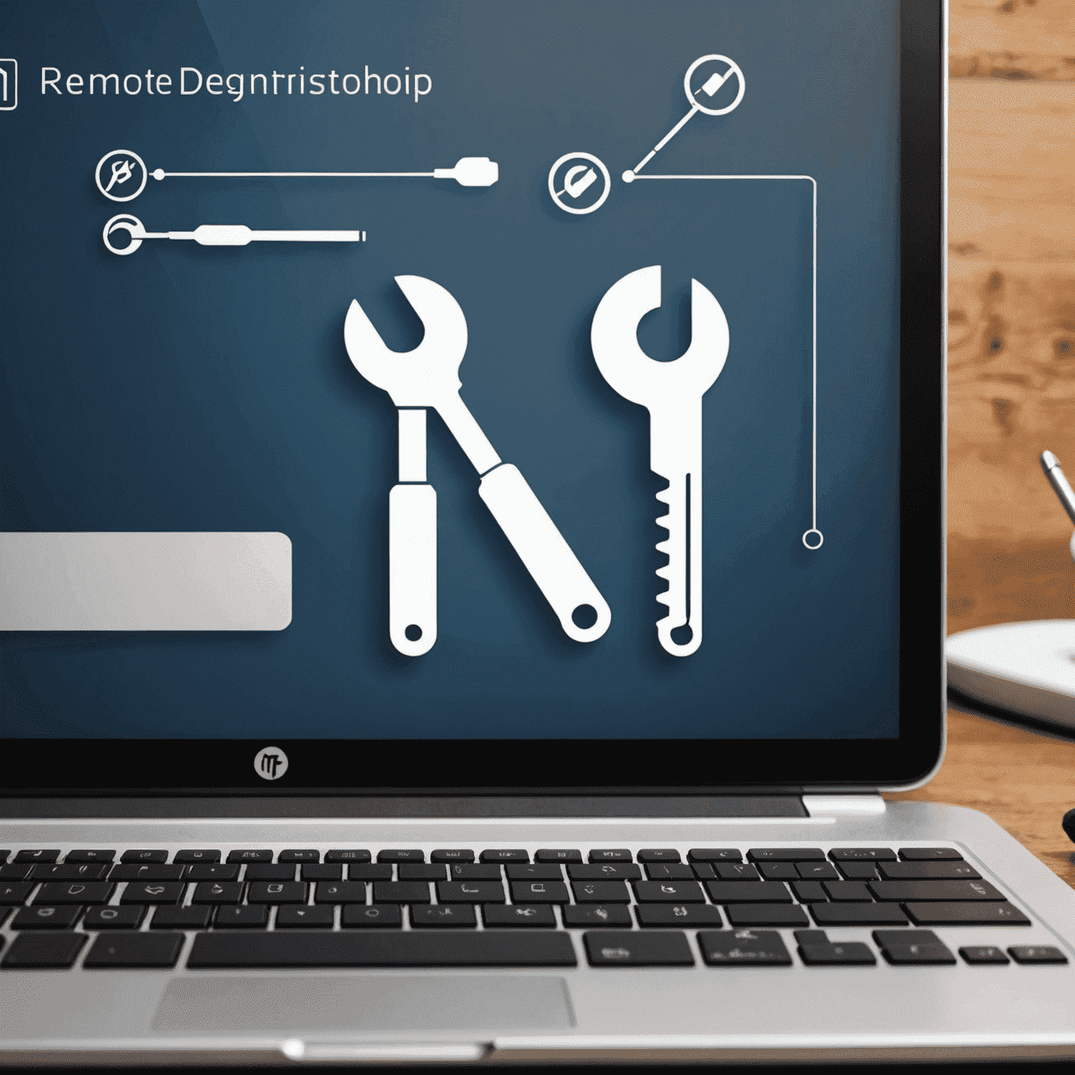 Wrench and screwdriver icons over a computer screen, symbolizing troubleshooting remote desktop issues